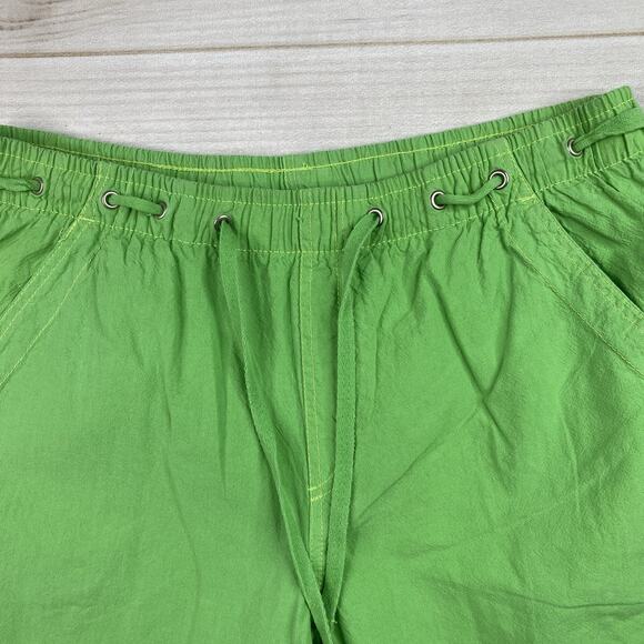 Cappagallo Pants Womens PM Green Capri 100% Cotton Pull On Drawstring - Picture 2 of 10